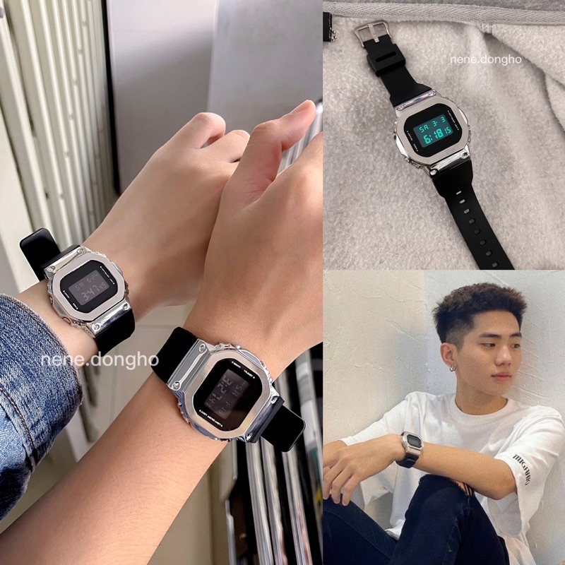 Đồng hồ SQUARE nam nữ dây cao su kiểu dáng sang trọng cho tuổi teen