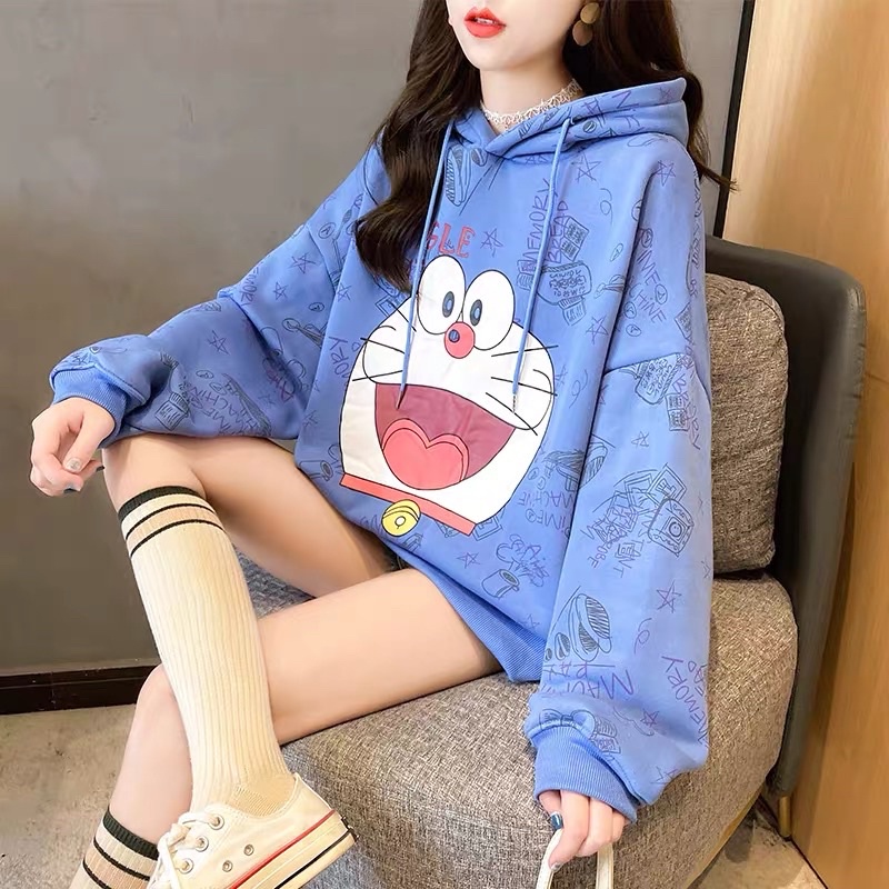 [Jamela] Áo hoodie nữ Doreamon thời trang Hàn Quốc