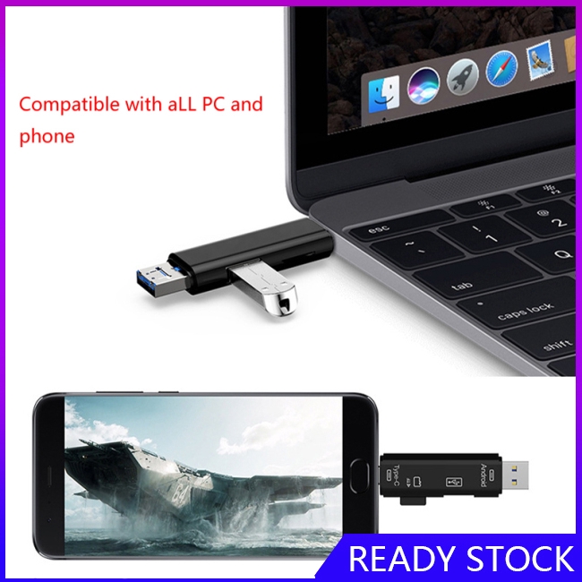 FL【COD Ready】5 in 1 USB 2.0 Type C / USB / Micro USB SD TF Memory Card Reader OTG Adapter | BigBuy360 - bigbuy360.vn