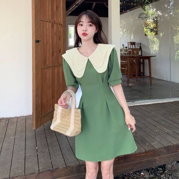 Đầm PERTY dáng chữ A cổ búp bê phong cách Hàn Quốc thời trang mùa hè dành cho nữ