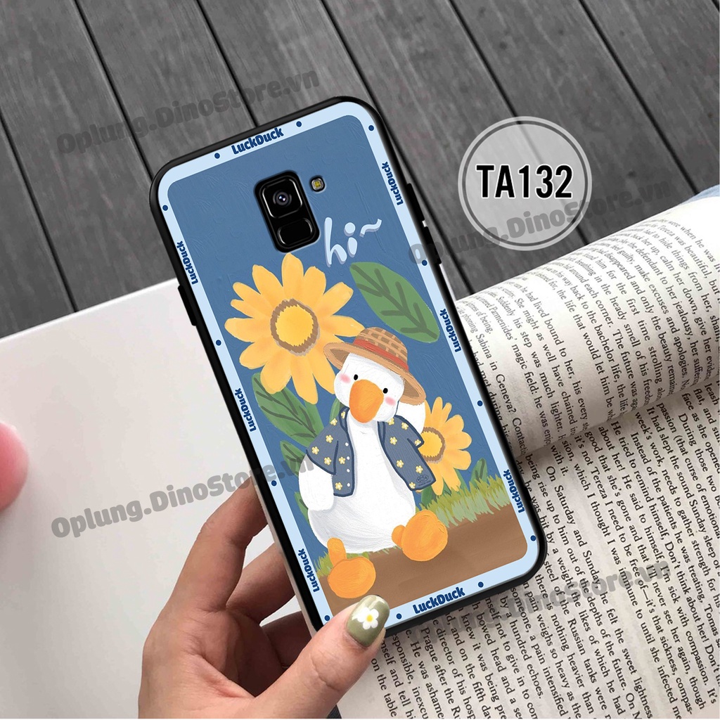 Ốp lưng Samsung A6 2018/A8 2018/J6 2018/A8+/A8 Plus in hình chú vịt vui vẻ may mắn, Lucky Duck dễ thương bảo vệ camera.