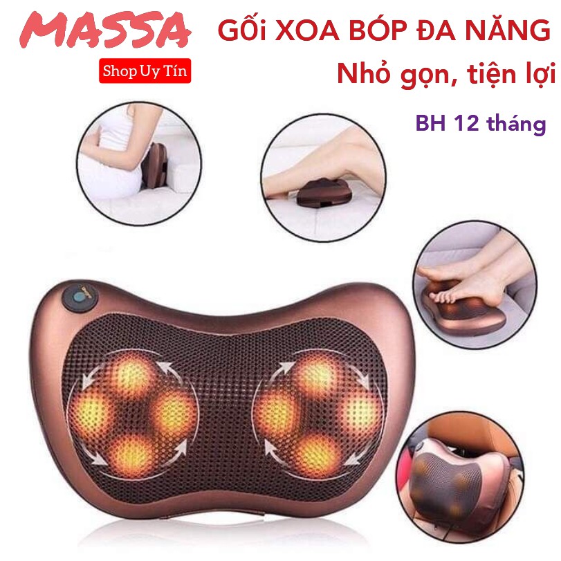 [FOLLOW nhận ngay 30K] GỐI MASSAGE vai gáy 8 bi hồng ngoại công nghệ Nhật Bản, tặng sạc xe hơi [ BẢO HÀNH 12 THÁNG ]