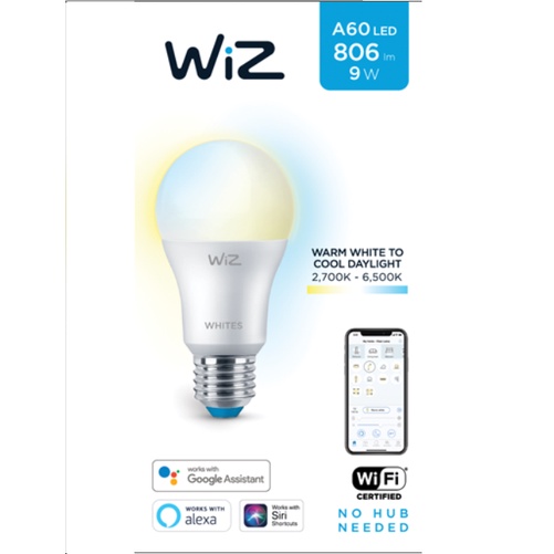 Bóng đèn WiZ thay đổi nhiệt độ màu WiFi TunableWhite/9W A60 92765 (01 bóng)