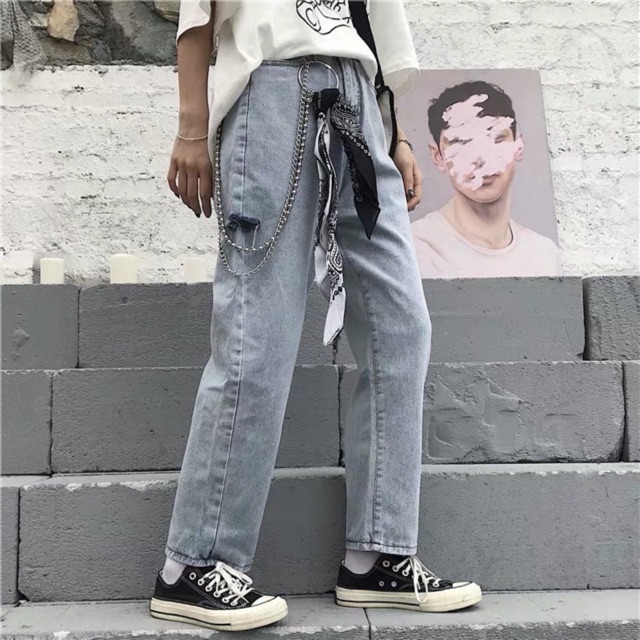 QUẦN BAGGY JEANS KÈM XÍCH (có hình chụp thật)