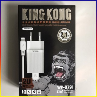 Bộ sạc nhanh 2USB iPhone Kingkong kèm cáp lightning WK U79i