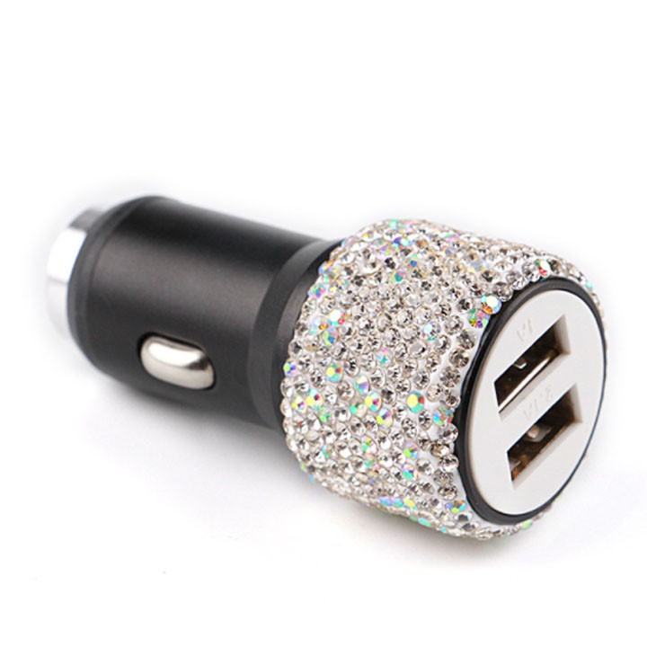 Tẩu Sạc Nhanh USB DC-12/24V  Đính Đá trên xe Ô Tô