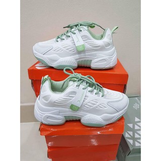 (FREESHIP)Giày thể thao nữ đế độn pha màu trẻ trung, chất da pha lưới mềm