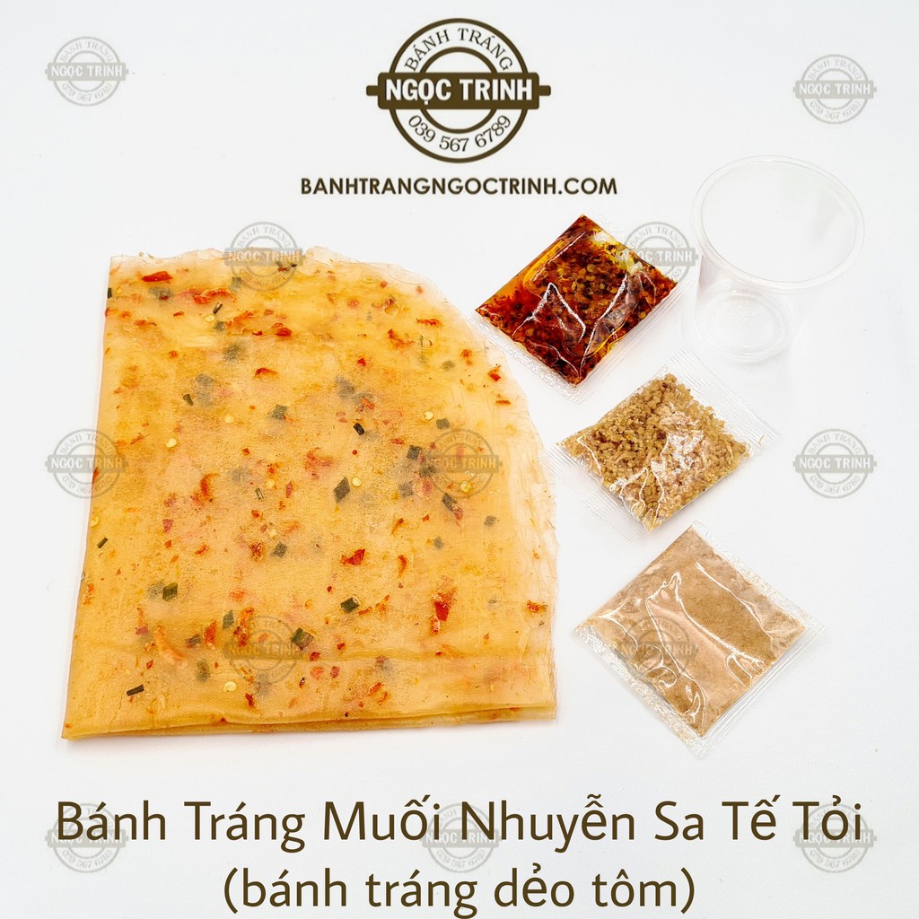 (5 Túi) Bánh tráng muối nhuyễn sa tế tỏi bánh tráng dẻo tôm bánh tráng Ngọc Trinh