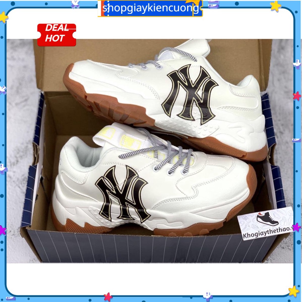 🔥shopgiaykiencuong🔥Giày_mlb NY, giày thể thao NY đế nâu nam nữ tăng chiều cao, full size, hộp