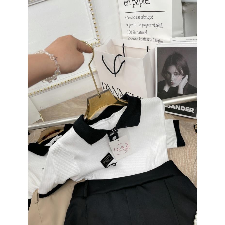 ✔ 𝗙𝗥𝗘𝗘 𝗦𝗛𝗜𝗣  SÉT ÁO SƠ MI CỔ POLO MIX CHÂN VÁY NGẮN CHỮ A