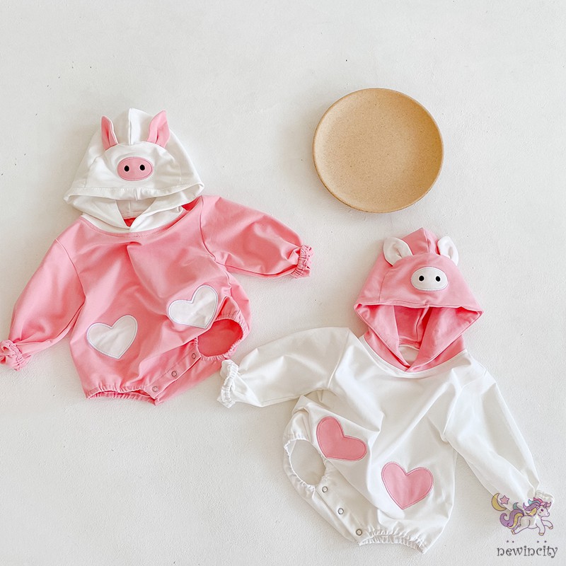 Áo liền quần cotton mũ trùm thời trang thu đông phong cách Hàn Quốc cho bé