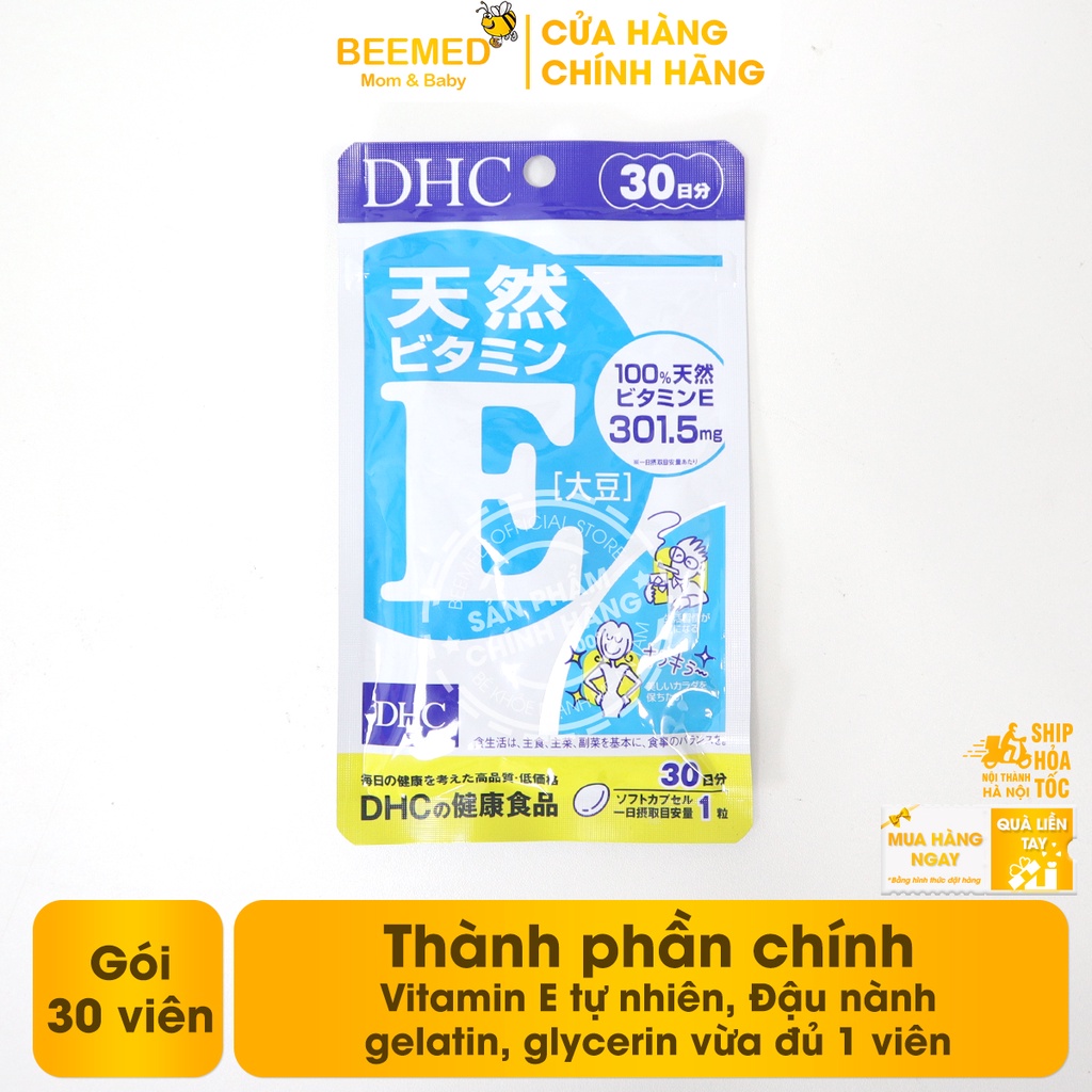 Viên uống trắng da Vitamin E DHC sáng hồng tự nhiên dưỡng ẩm chống lão hóa bổ sung vitamin E - Chính Hãng DHC Nhật Bản