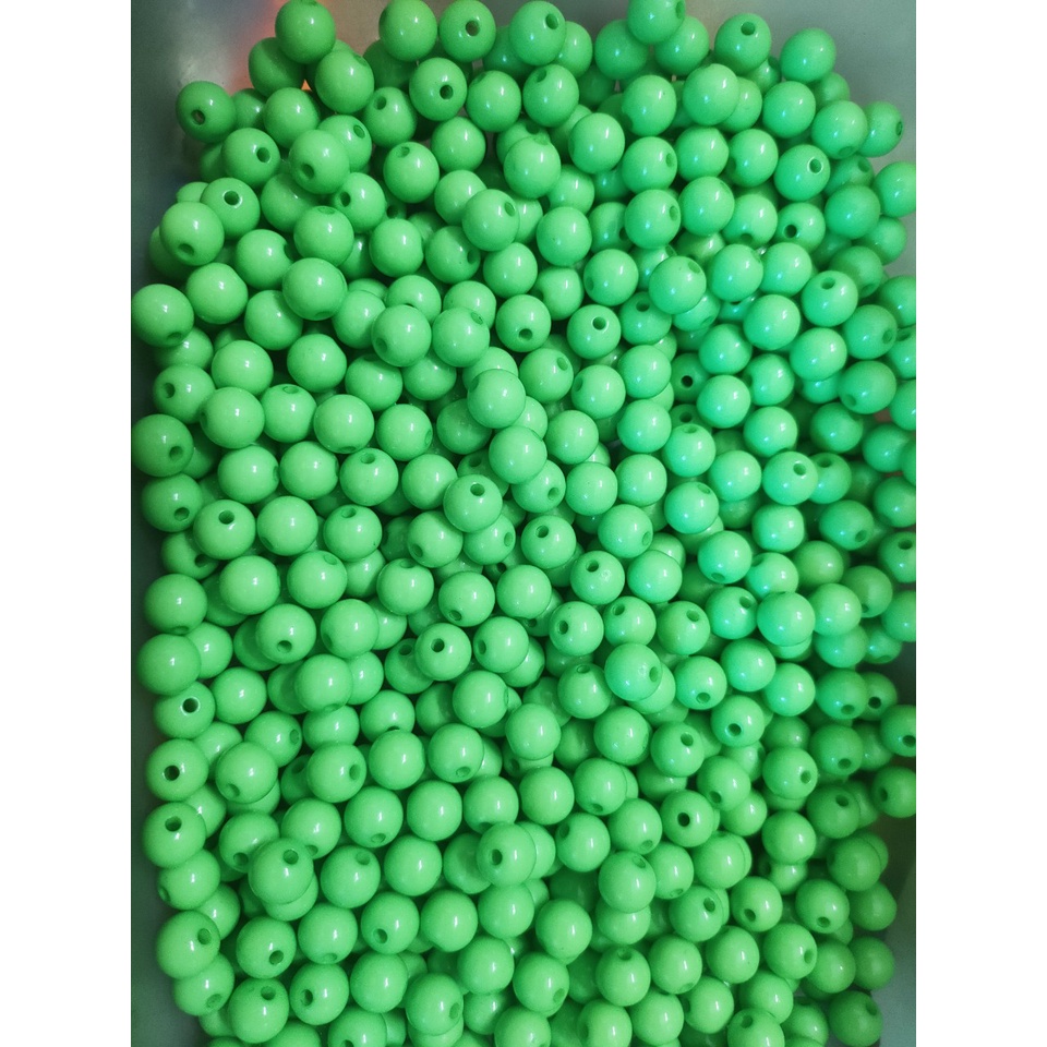 10-25-50gam hạt nhựa tròn bóng màu xanh cốm size 10mm