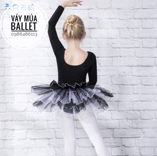 Váy múa ballet 3 nơ cao cấp (tím, đen)