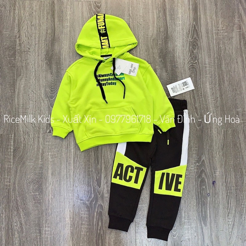 Bộ nỉ hoodea da cá màu neon xuất dư xịn