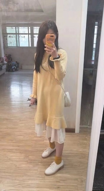 Váy len dài nữ 2019 mới thu đông mặc váy dệt kim