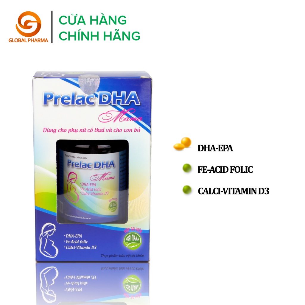 Viên uống Prelac DHA mama AN CHÂU bổ sung Vitamin, khoáng chất cho phụ nữ mang thai lọ 30 viên - Globalpharma