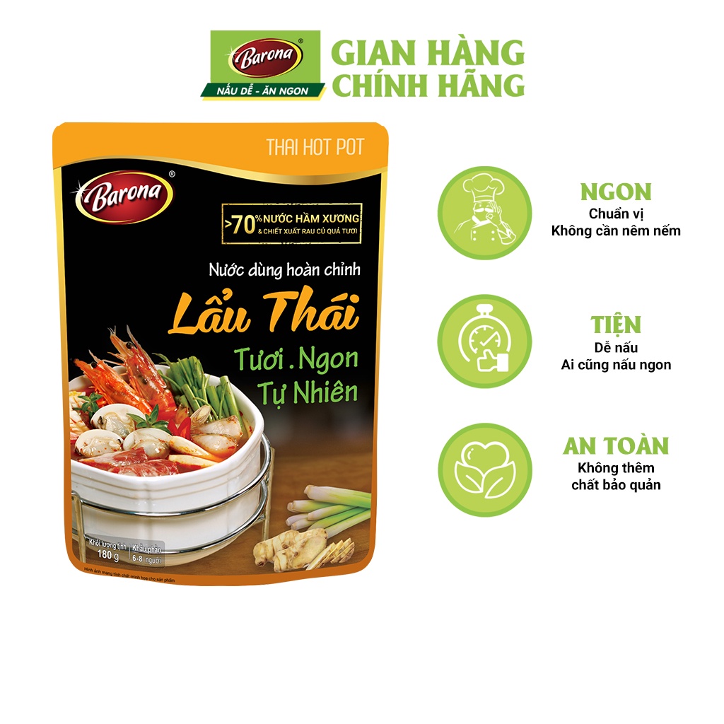 Mã BMBAU50 giảm đến 50K đơn 99K Nước Dùng Hoàn Chỉnh Barona - Lẩu Thái 180g