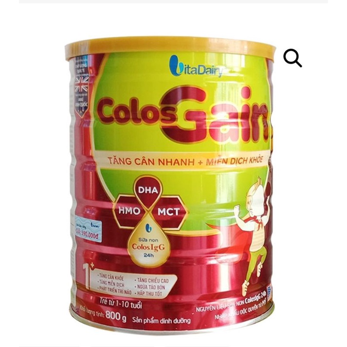 sữa bột colos gain 1+ 800g nguyên mã QR