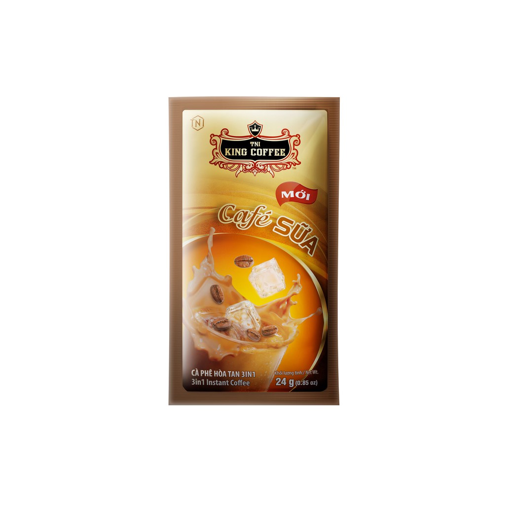 Cà Phê Sữa Hòa Tan 3IN1 KING COFFEE - Hộp nhựa 30 gói x 24g