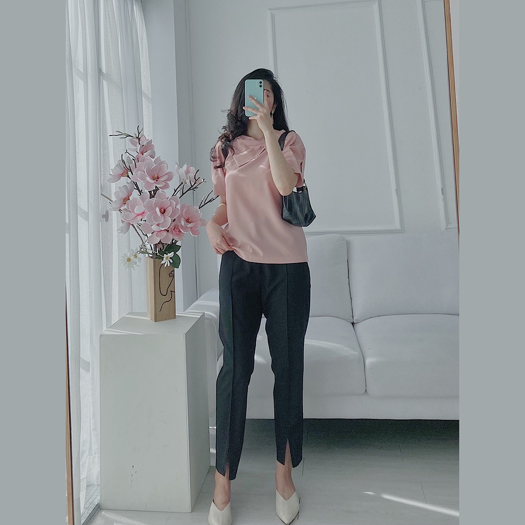 Quần tây công sở nữ lưng cao ống xẻ công sở thời trang Eden dáng ôm body đường may tỉ mỉ - Q014