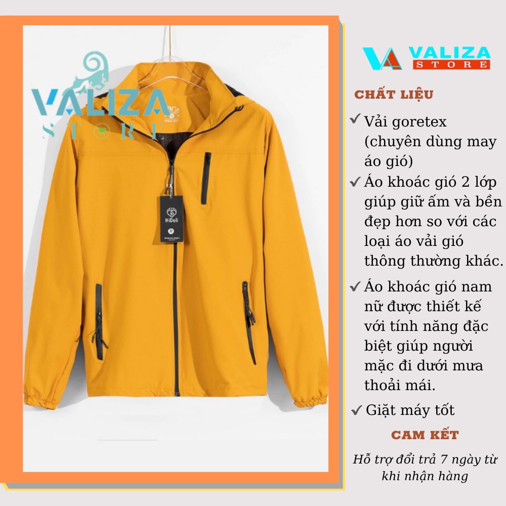 Áo khoác gió nam 2 lớp chống nước 2021 chất liệu gió tráng bạc chống tia UV chống nước chống nắng ngăn gió VALIZA AG03