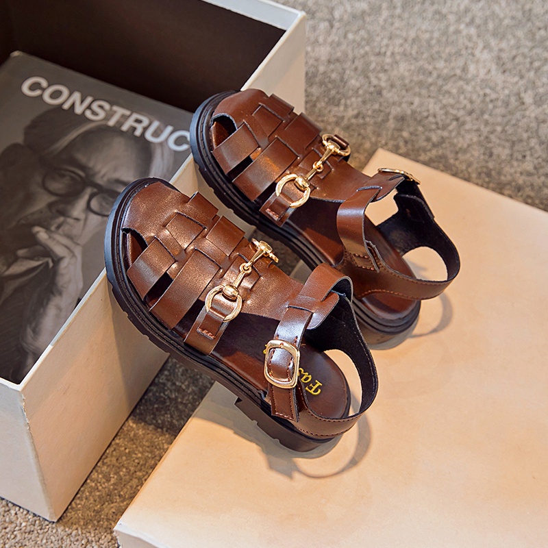 Xăng đan Màu Trơn Chống Trượt Thời Trang Hàn Quốc Cho Trẻ Em 3-16 Tuổi