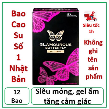 BAO CAO SU Siêu mỏng + Gel ấm áp JEX Glamourous Butterfly Hot - hộp 12 cái