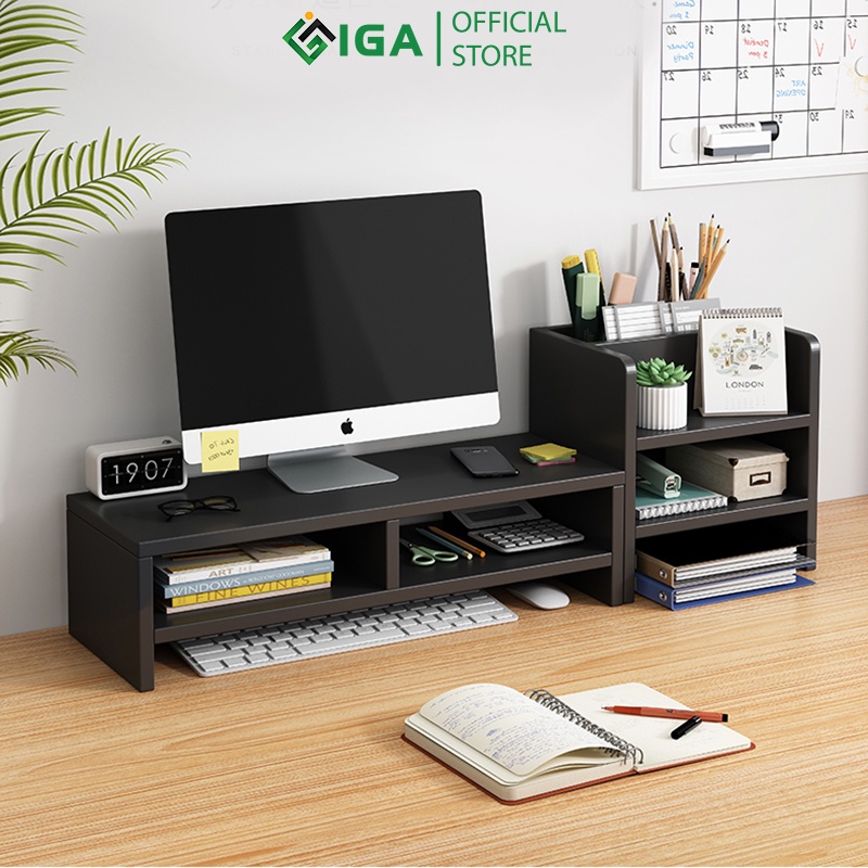 Kệ để máy tính để bàn kết hợp kệ sách tiết kiệm không gian bàn làm việc - GP184