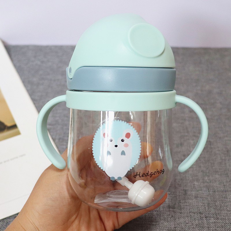 ※Supermave※ 250ml Baby Drinking Bottle   Straw Cup with Anti Slip Handle Baby Training Learning Drinking Water Bottle