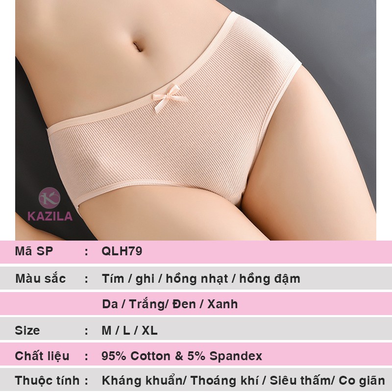 Quần lót nữ cotton cao cấp trơn kẻ sọc, quần lót cotton kháng khuẩn co giãn 4 chiều thoáng khí Kazila QLH79 | BigBuy360 - bigbuy360.vn