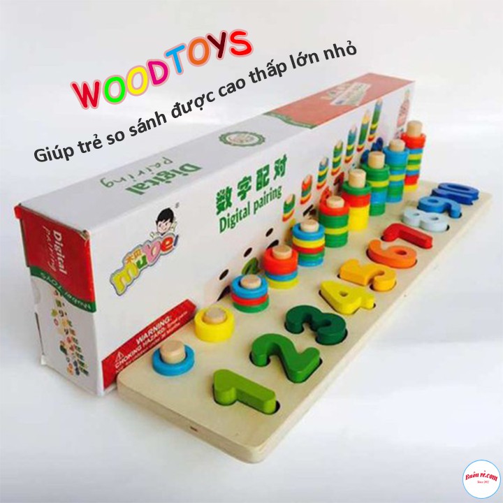 Bộ Đồ Chơi Học Đếm Bậc Thang Bảng Gỗ WOODTOYS Ngộ Nghĩnh 00128