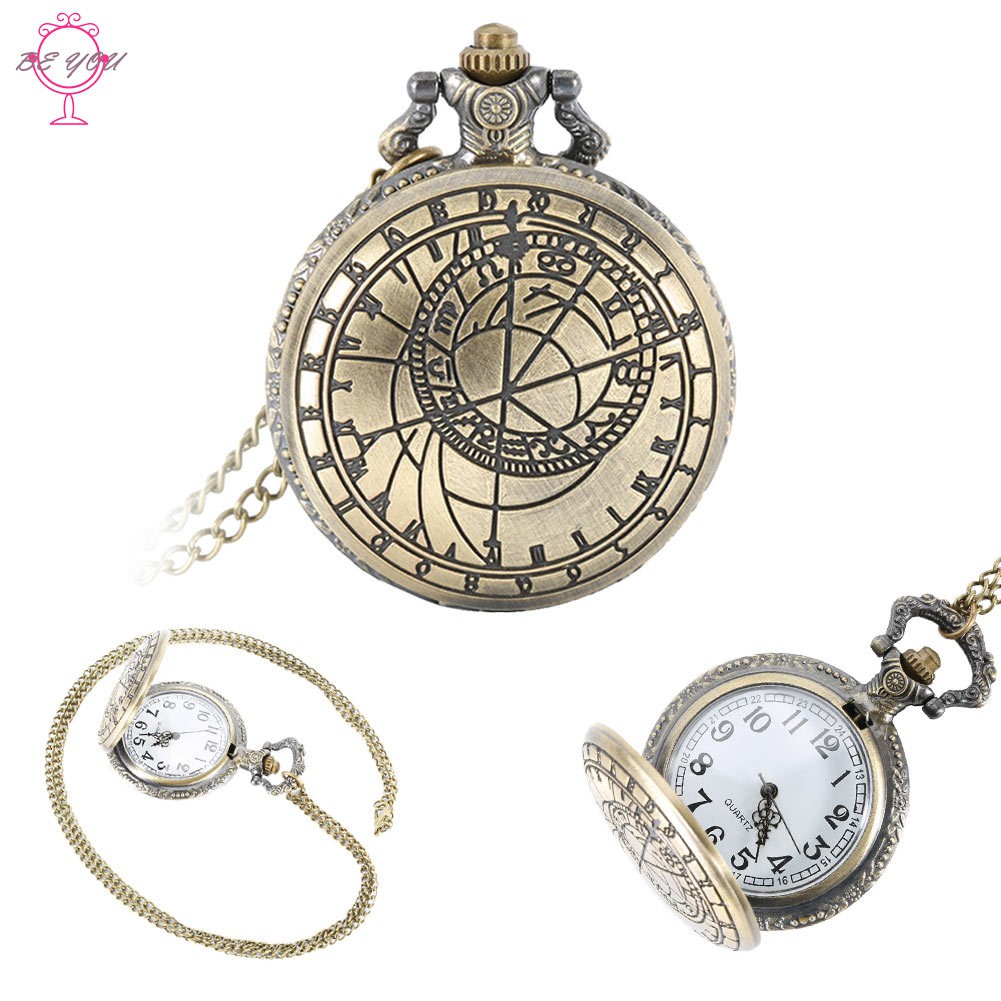 Đồng hồ quả quýt chạm khắc số la mã phong cách retro