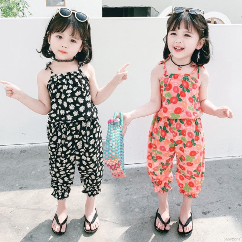 Bộ Áo Hai Dây In Hoa + Quần Trong Cho Bé