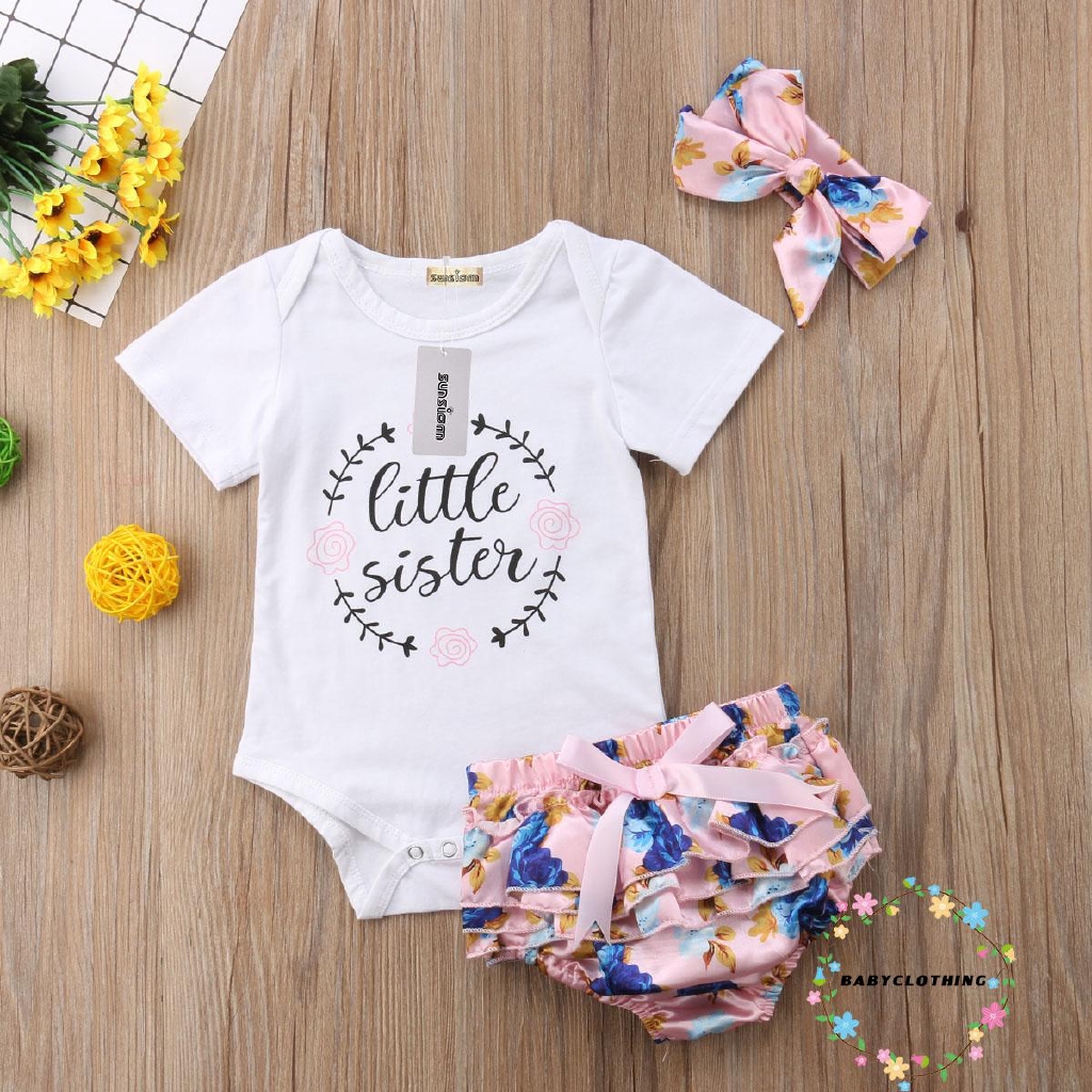 ღWSVღNewborn Kids Baby Girls Outfit Floral Clothes Romper Jumpsuit Bodysuit+Pants Set