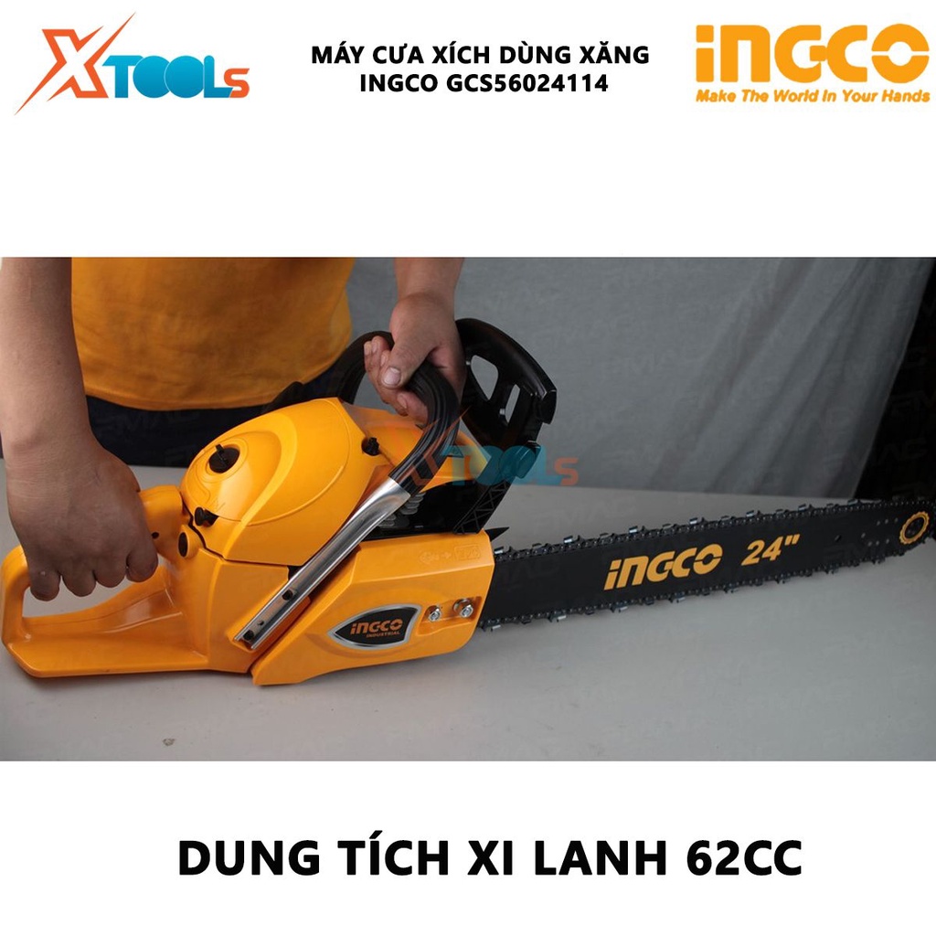 Máy cưa xích dùng xăng INGCO GCS5602411 | Máy cưa cầm tay 2.4KW
