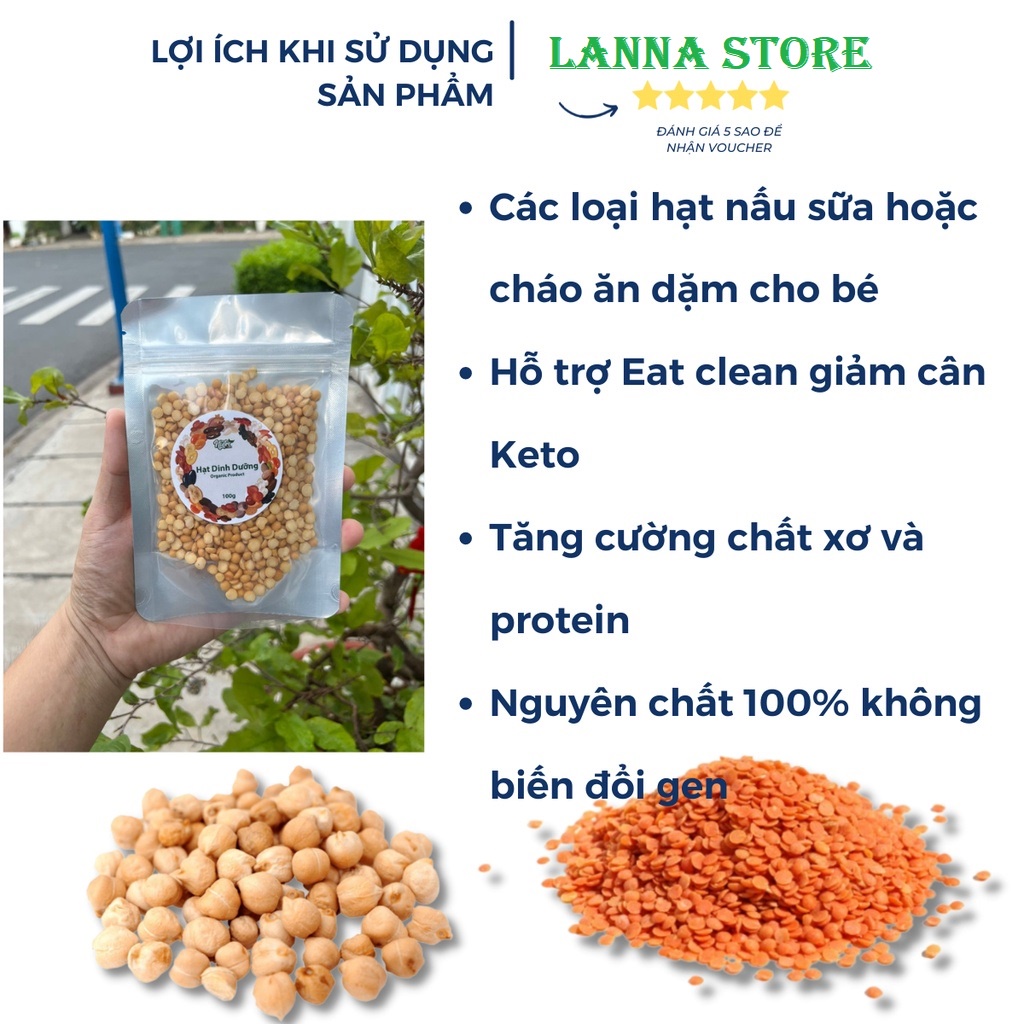 Tổng hợp Hạt Dinh Dưỡng Cho Bé Ăn Dặm, Nguyên Liệu Làm Ngũ Cốc, Sữa Hạt ăn kiêng giảm cân kèm Hạt chia, Yến mạch - 100g