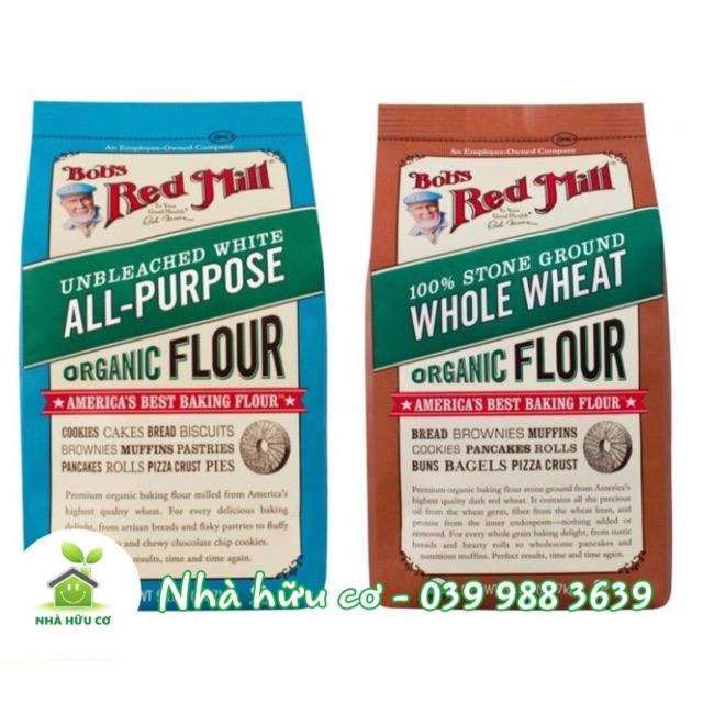 Bột mì nguyên cám/Bột mì đa dụng hữu cơ Bob's Red Mill túi zip 500gr - Date: 1/2023