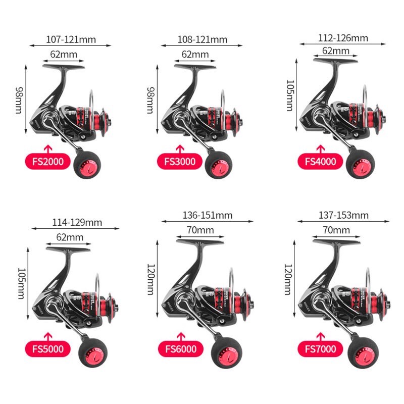 Máy câu cá kim loại DEUKIO FS2000-7000 dùng câu Lure, lăng xê