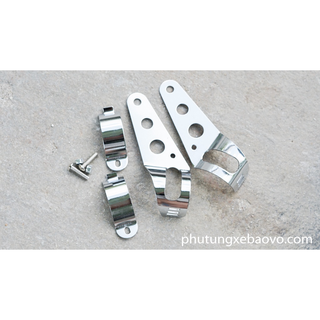 Tai bắt đèn pha,pát bắt đèn pha, chất liệu thép, đầy đủ phụ kiện ốc vít đi kèm ( dùng cho ti phuộc từ 27mm tới 37mm}