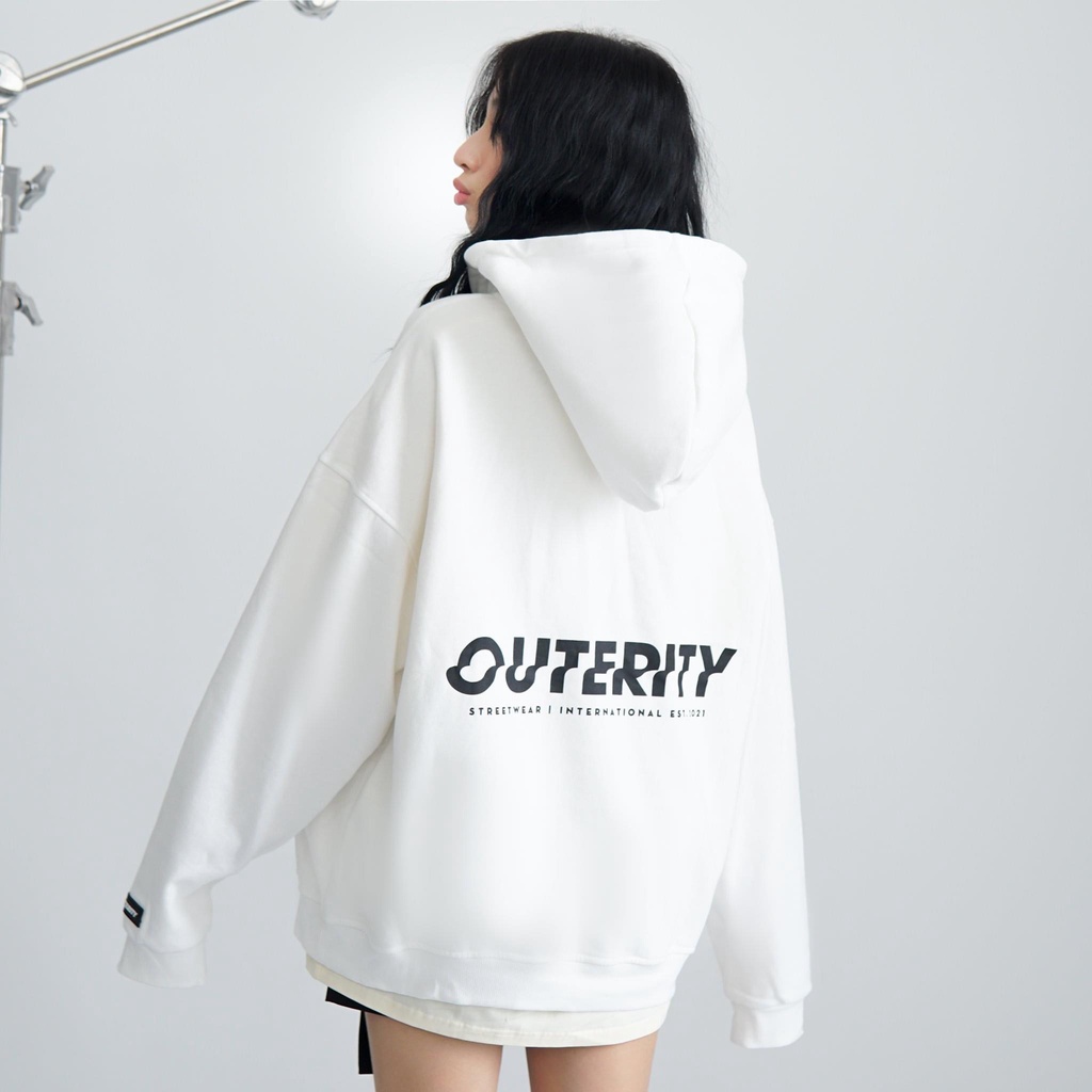 Áo Hoodie mẫu OUTERITY Essentinal- áo nỉ unisex MÀU trắng nhiều size