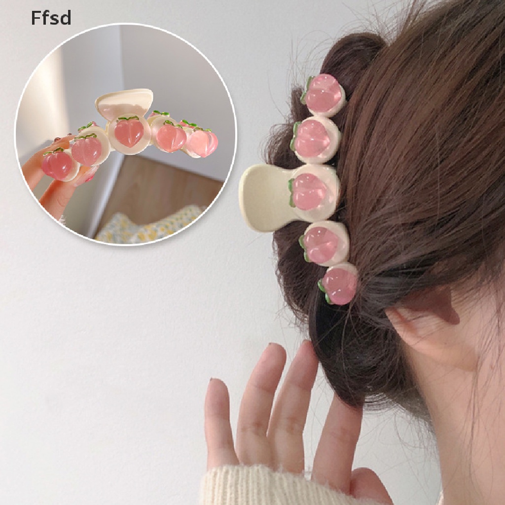 Kẹp tóc càng cua acrylic giữ tóc đuôi ngựa thiết kế đào ngọt ngào thời trang