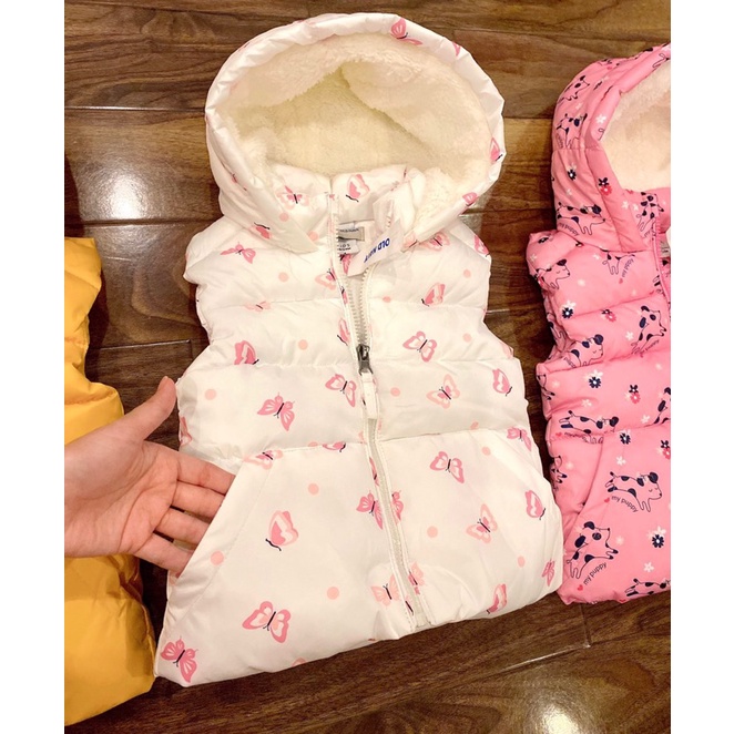 Áo phao gile mũ lông OLD NAVY dư xịn cho bé gái 12-20kg