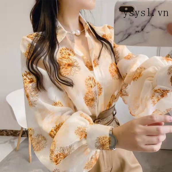 Áo Sơ Mi Chiffon Tay Phồng Thêu Họa Tiết Thời Trang Dành Cho Nữ 2022