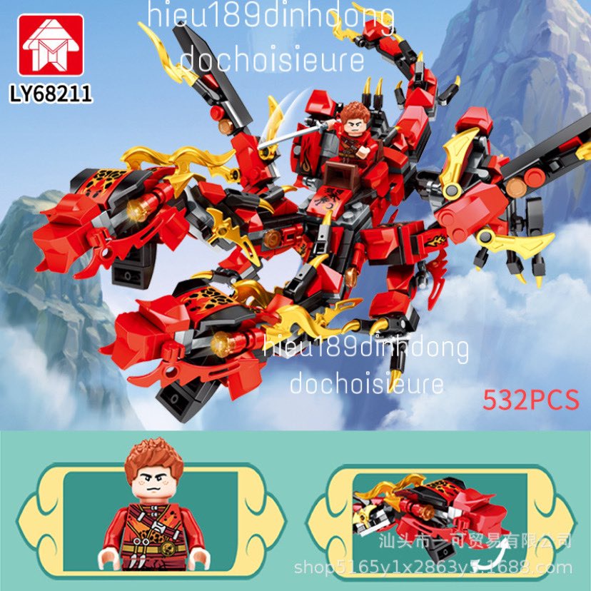 Lắp ráp xếp hình ninjago rồng đỏ 2 đầu của ninja Kai 68213