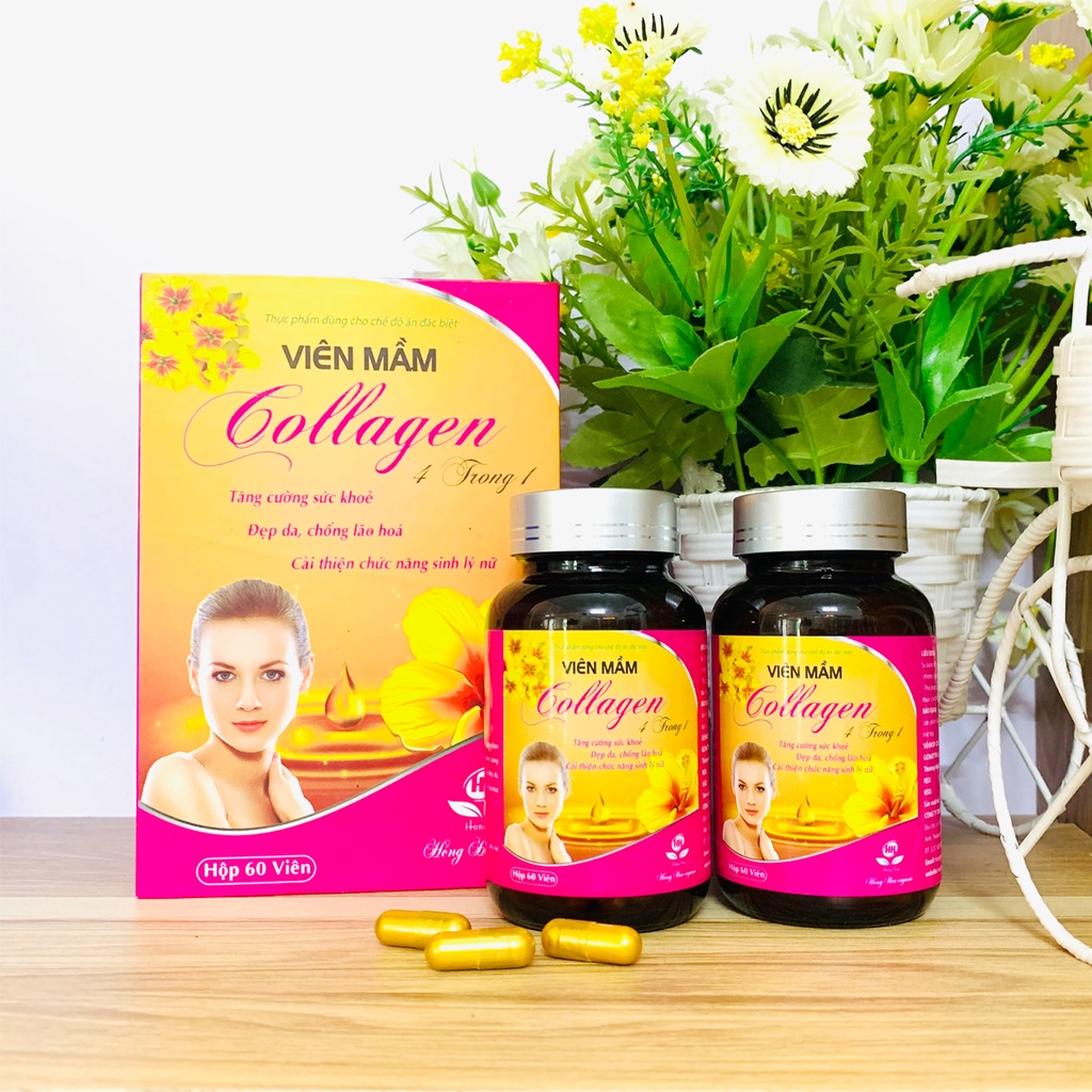 Viên Uống Đẹp Da, Cân Bằng Nột Tiết - Bổ Sung Collagen, Vitamin E, Sâm Tố Nữ, Estrogen - Thương Hiệu Hồng Hoa Organic