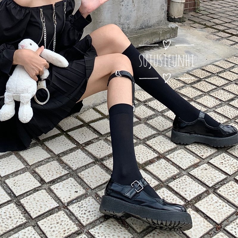 Kẹp giữ tất/garter mẫu đơn giản màu đen cá tính-phụ kiện đi với vớ cosplay jk lolita