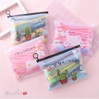 Combo 20 Bút Bi Nước Hình Thú Siêu Cute Túi Zip