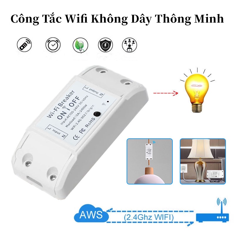 (Giao ngay) Công Tắc thông minh, Công tắc điều khiển từ xa, Công tắc wifi thông minh bằng điện thoại, 3G, 4G,Smart Basic