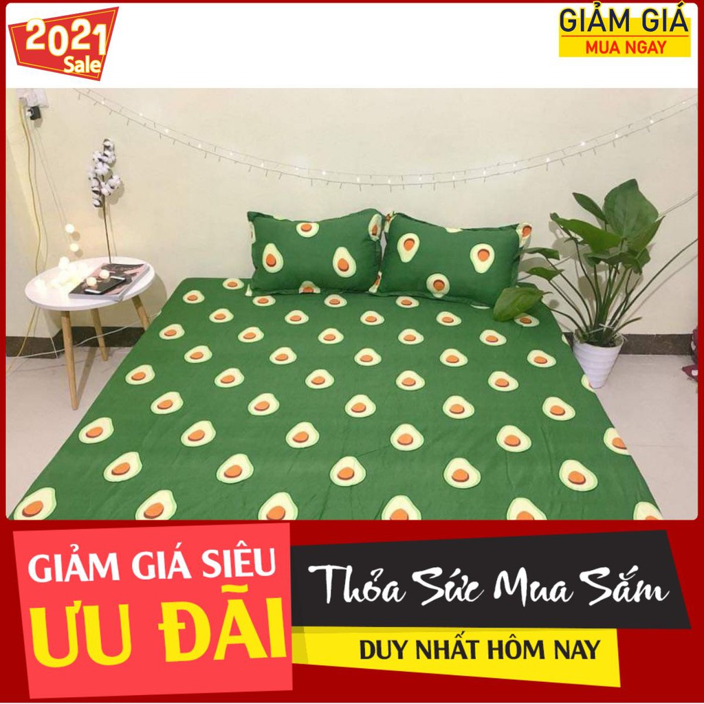 [Ga gối]Bộ Ga Gối Cotton Poly 3 món,chát chọn mẫu,bơ xanh